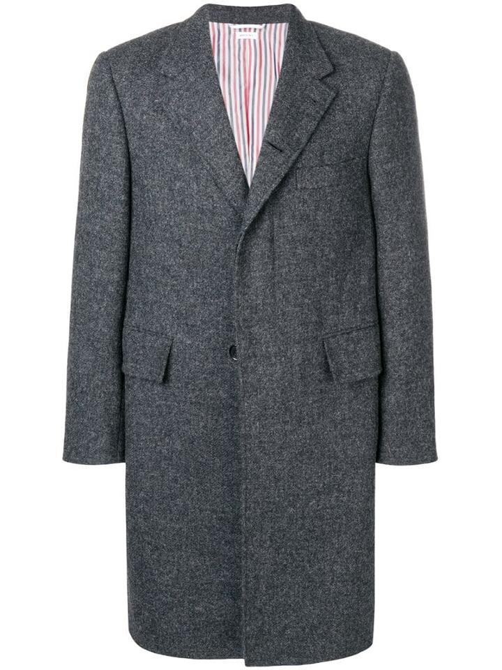 Thom Browne Wide Lapel Shetland Overcoat - Grey