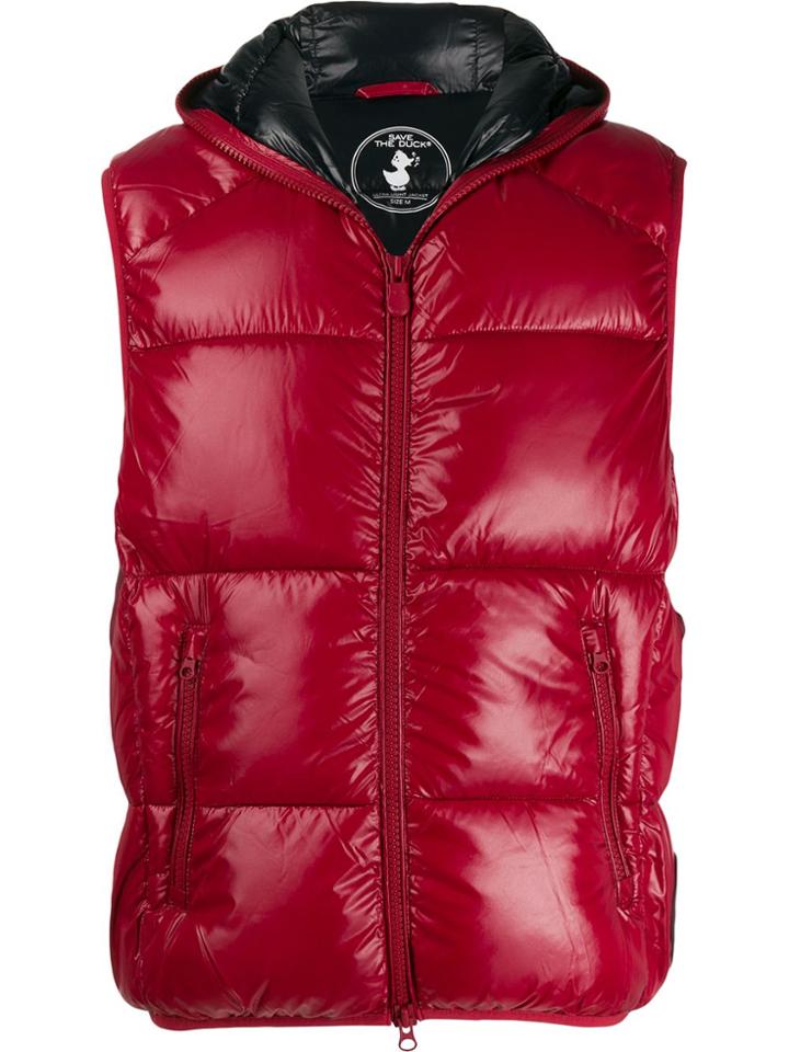 Save The Duck Hooded Padded Gilet - Red