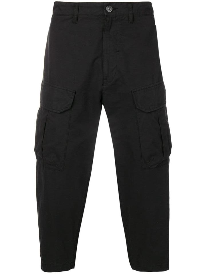 Stone Island Shadow Project Cropped Cargo Trousers - Black