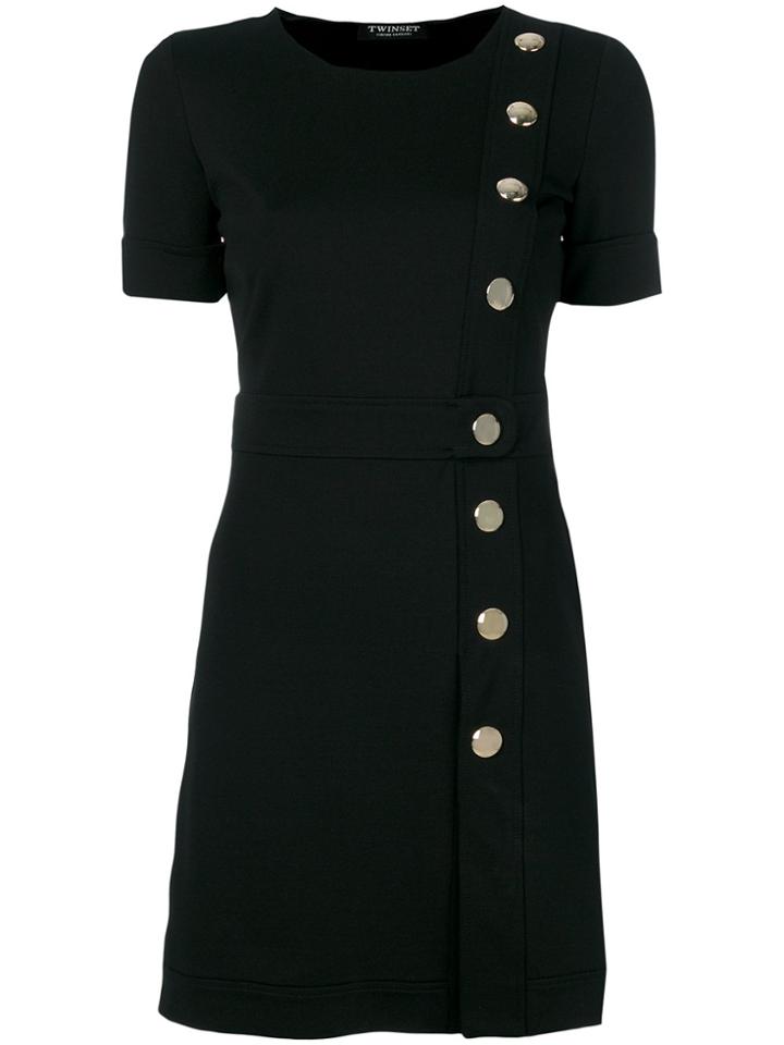 Twin-set Dislocated Fastening Mini Dress - Black