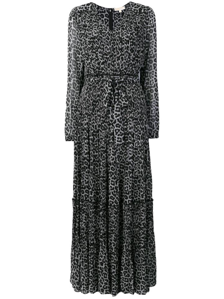 Michael Michael Kors Leopard Print Tiered Dress - Black