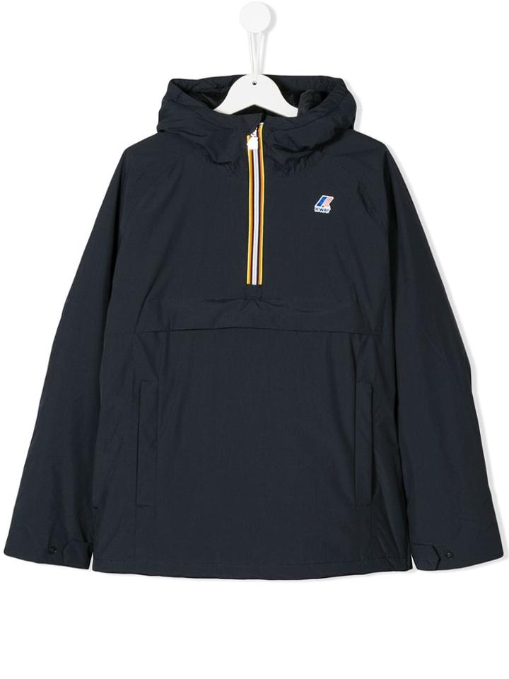 K Way Kids Contrast Logo Zipped Hoodie - Blue