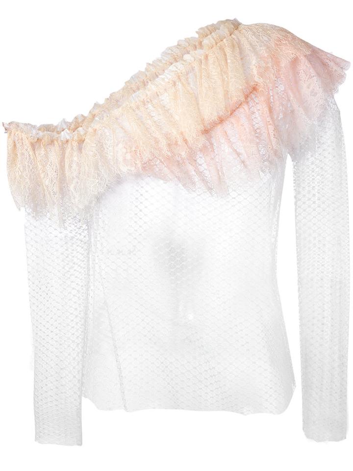 Philosophy Di Lorenzo Serafini Ruffle Trim Top, Women's, Size: 38, Pink/purple, Viscose/polyamide