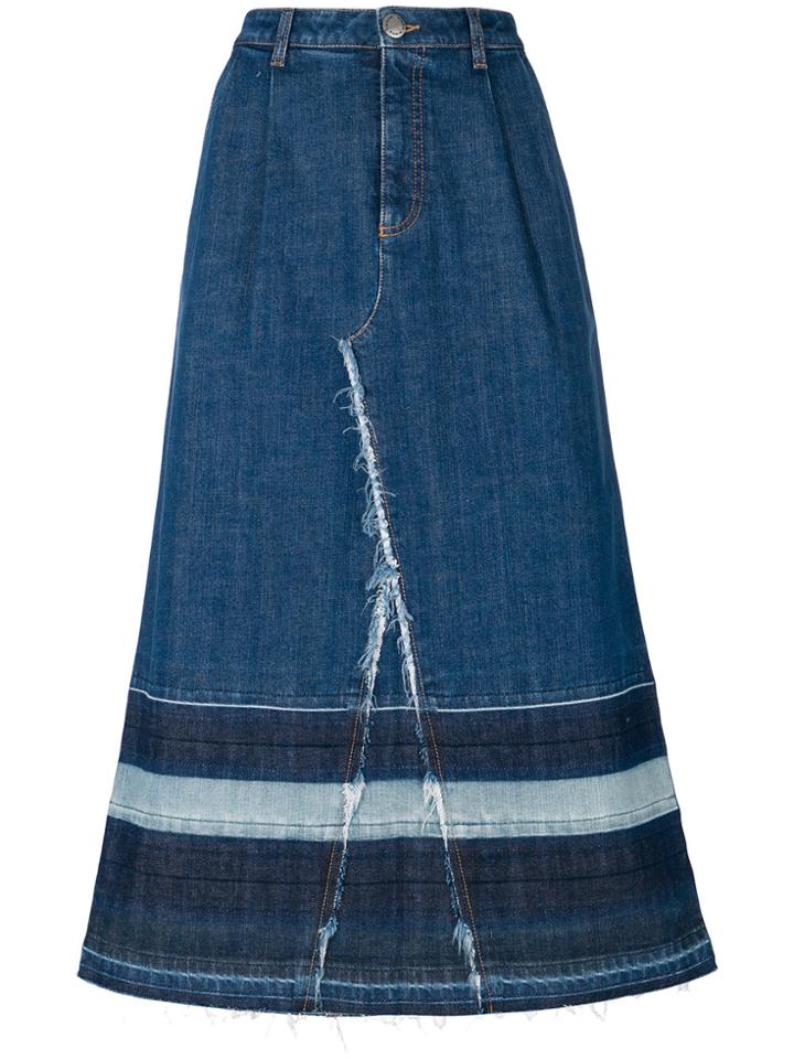 Sonia Rykiel Washed Striped Denim Skirt - Blue