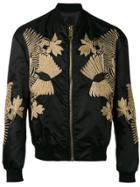 Les Hommes Embroidered Bomber Jacket - Black