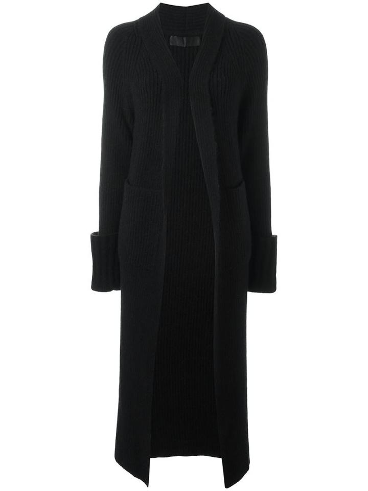 Haider Ackermann Ribbed Long Cardi-coat, Women's, Size: Medium, Black, Nylon/mohair/wool/spandex/elastane