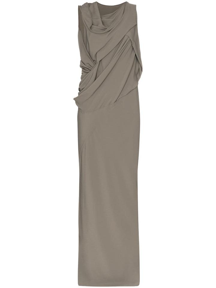 Rick Owens Gathered Cowl-neck Evening Gown - Grey