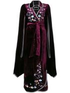 Yuliya Magdych Paradise Apples Embroidered Velvet Dress - Pink &