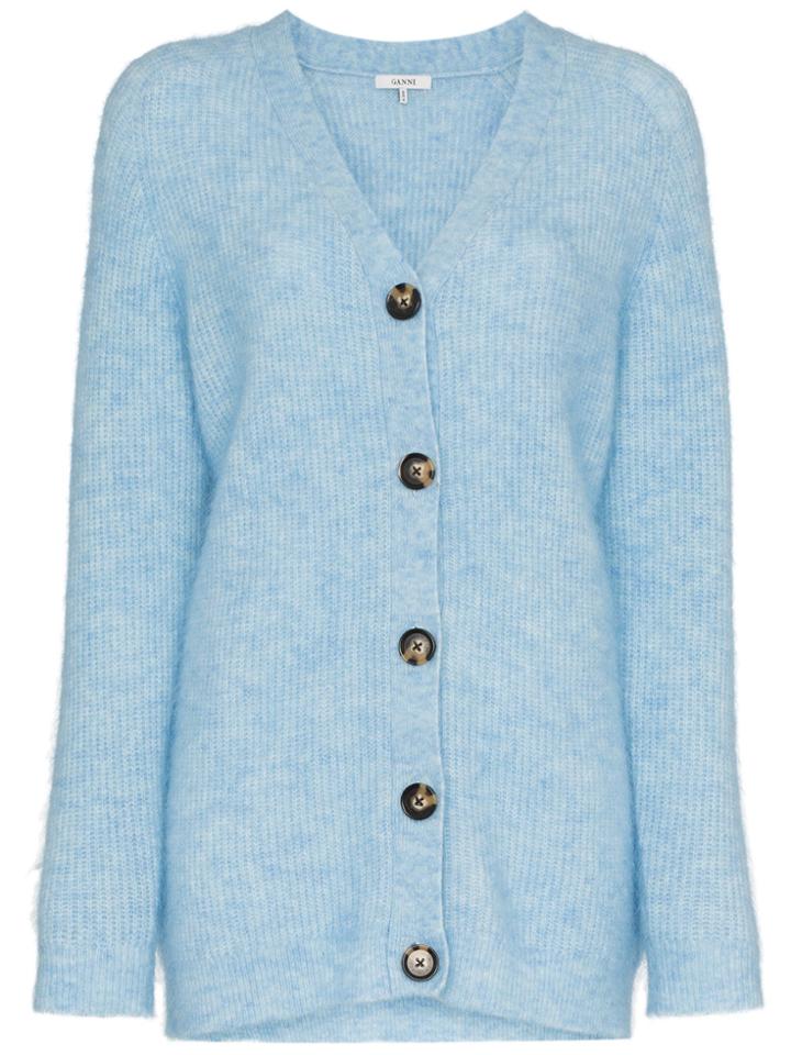 Ganni Evangelista Mohair Cardigan - Blue