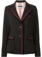 Uma Wang Striped Detailing Blazer, Women's, Size: Medium, Brown, Linen/flax/nylon/viscose/cotton