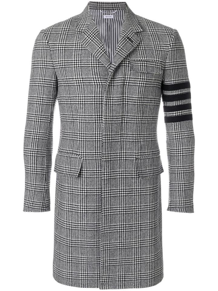 Thom Browne 4-bar Prince Of Wales Check Wool High-armhole Chesterfield