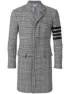 Thom Browne 4-bar Prince Of Wales Check Wool High-armhole Chesterfield
