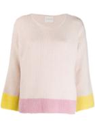 Fine Edge Colour Block Sweater - Pink