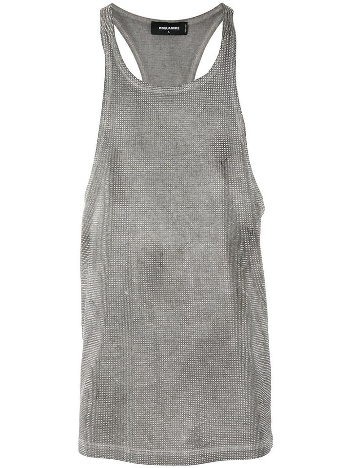 Dsquared2 Studded Tank Top, Men's, Size: Large, Grey, Cotton