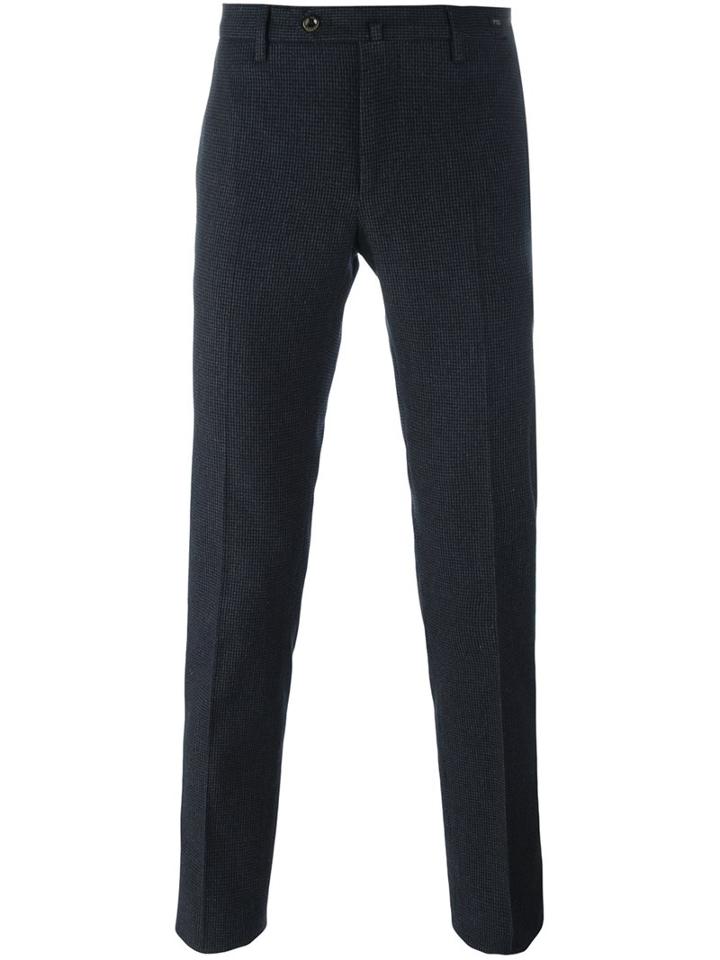 Pt01 Skinny Fit Checked Trousers, Men's, Size: 52, Blue, Cotton