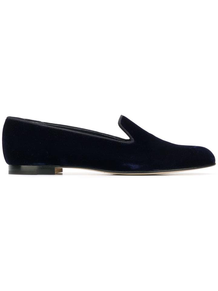 Manolo Blahnik Classic Velvet Loafers - Blue