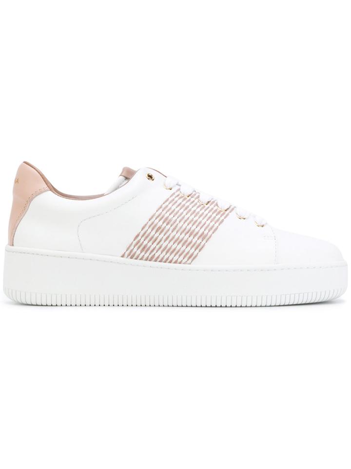 Agnona Embroidered Stripe Sneakers - White