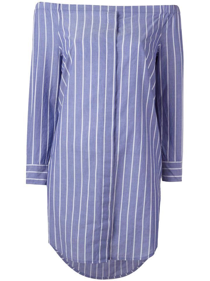 Equipment Striped Off Shoulder Dress, Women's, Size: Xs, Blue, Cotton