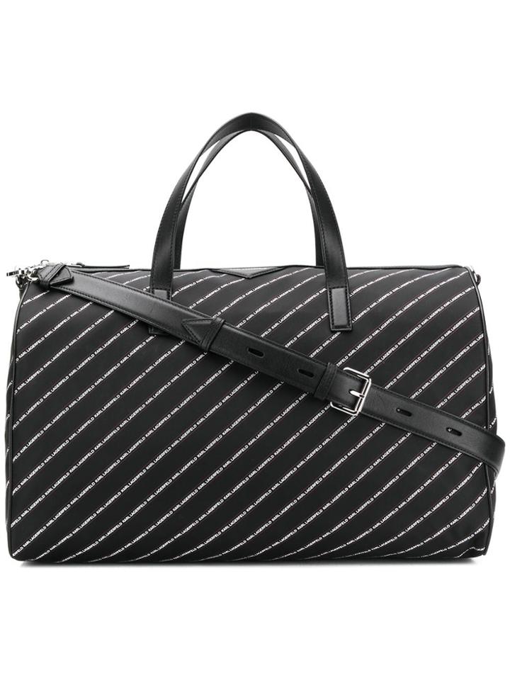 Karl Lagerfeld K/stripe Logo Nylon Weekender - Black