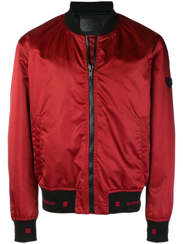 Givenchy 4g Satin Bomber Jacket - Red