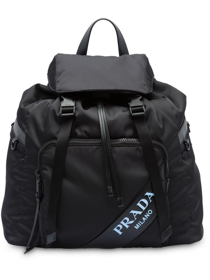 Prada Technical Logo Backpack - Black