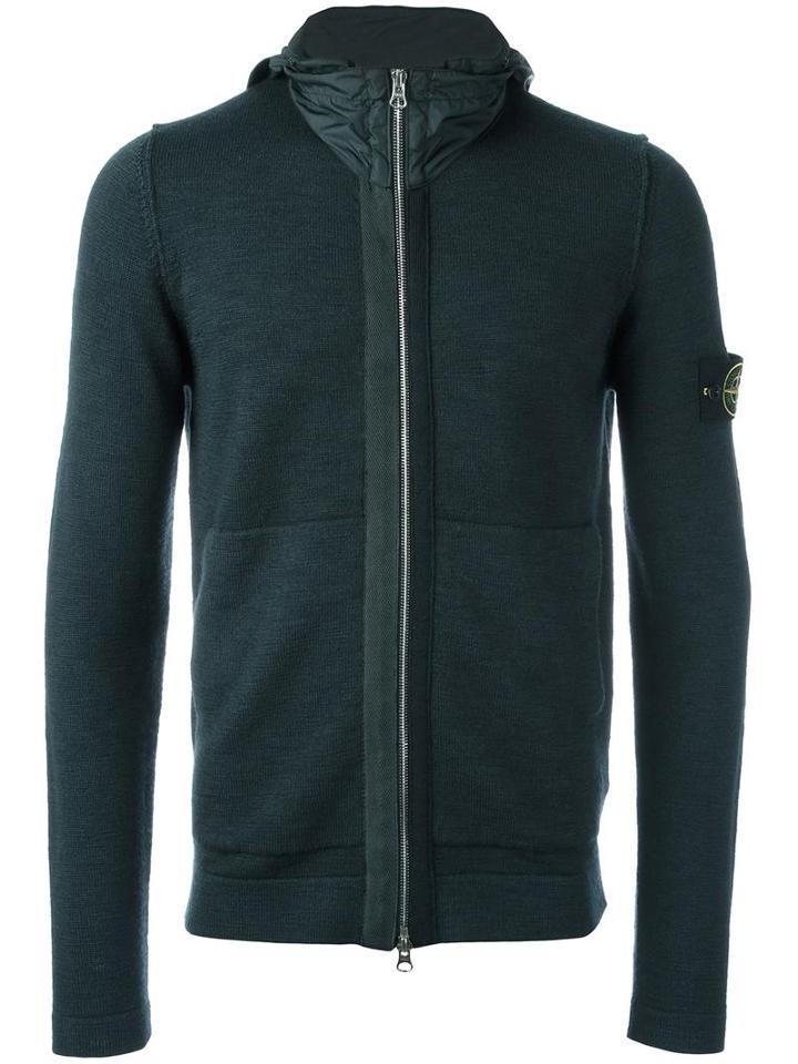 Stone Island Zipped Hoodie, Men's, Size: Medium, Green, Wool/polyamide