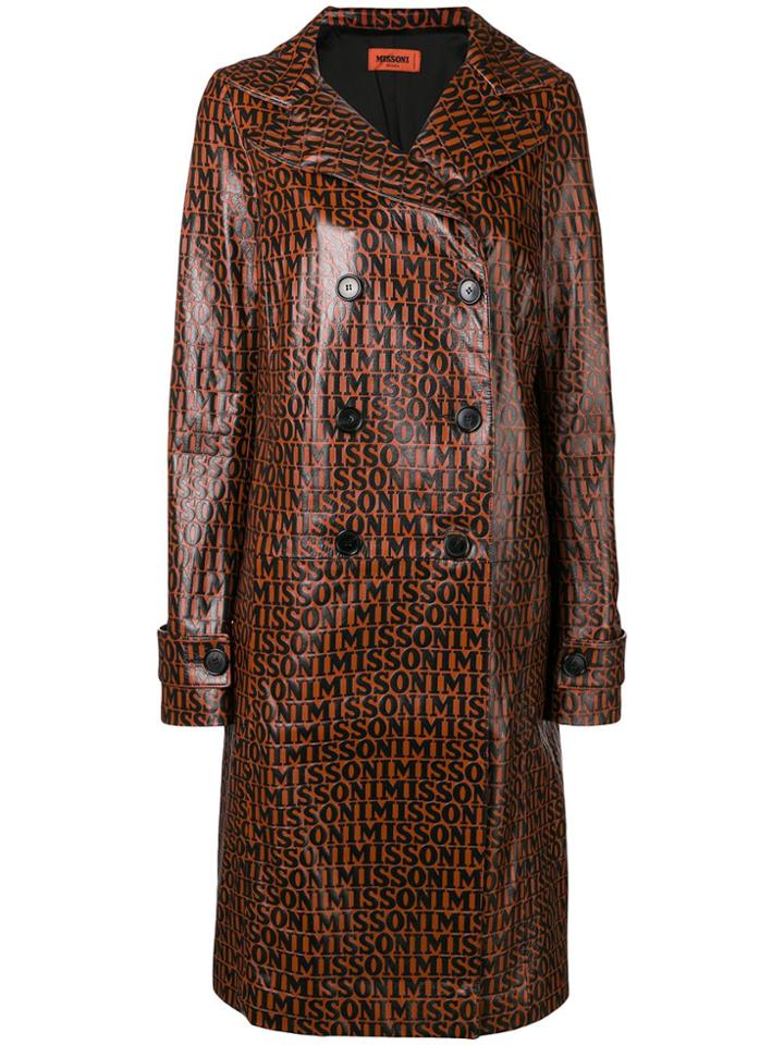 Missoni Leather Trench Coat - Brown