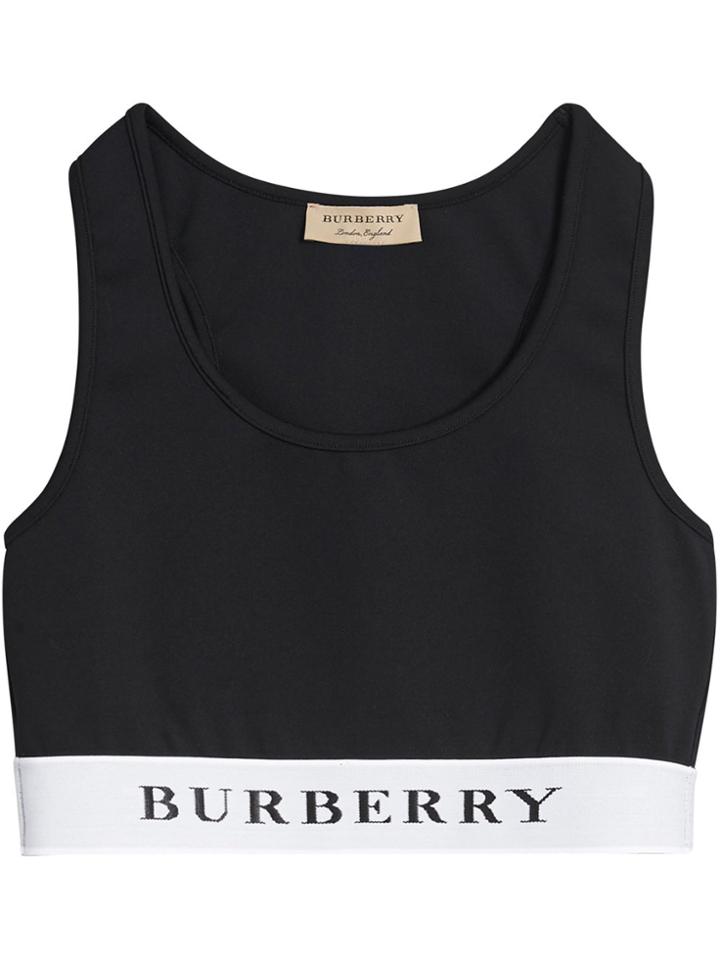 Burberry Logo Stretch Jersey Bra Top - Black