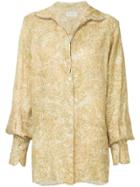 Lemaire Zip Front Floral Blouse - Yellow