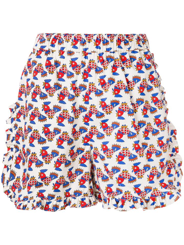 La Doublej Galletti Ruffle Shorts - White