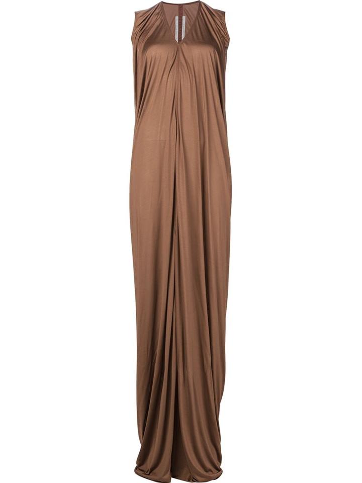 Rick Owens Draped Maxi Dress, Women's, Size: 38, Brown, Silk