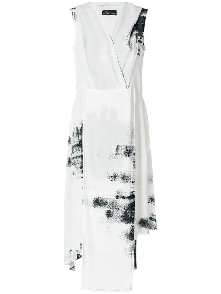 Barbara Bologna Asymmetric Abstract Print Dress - White
