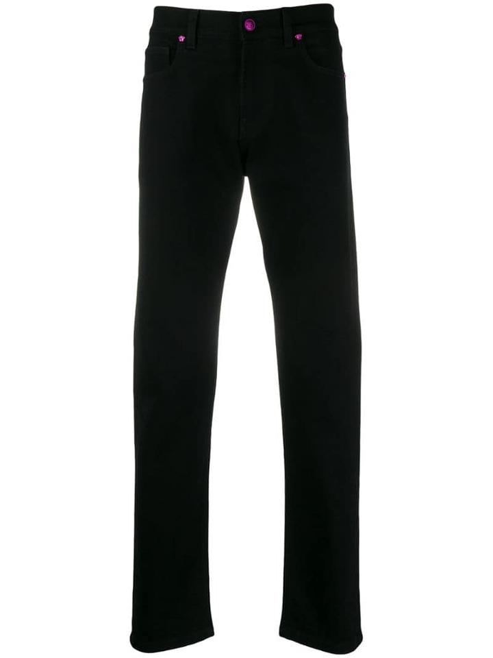 Versace Medusa Rivet Slim-fit Jeans - Black