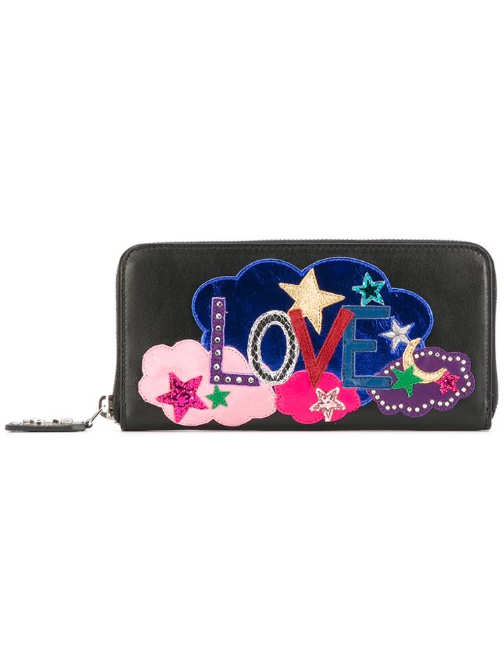 Saint Laurent Love Embroidered Wallet - Black