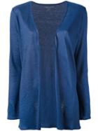 Majestic Filatures - Open-front Cardigan - Women - Linen/flax - Ii, Blue, Linen/flax
