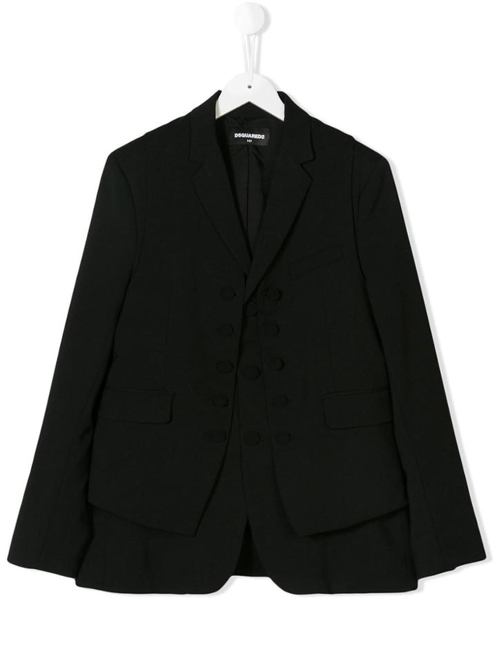 Dsquared2 Kids Teen Vest Detail Blazer - Black