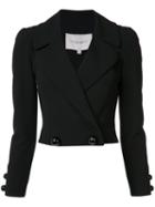 Carolina Herrera Double-breasted Cropped Jacket, Size: 6, Black, Silk/cotton/virgin Wool
