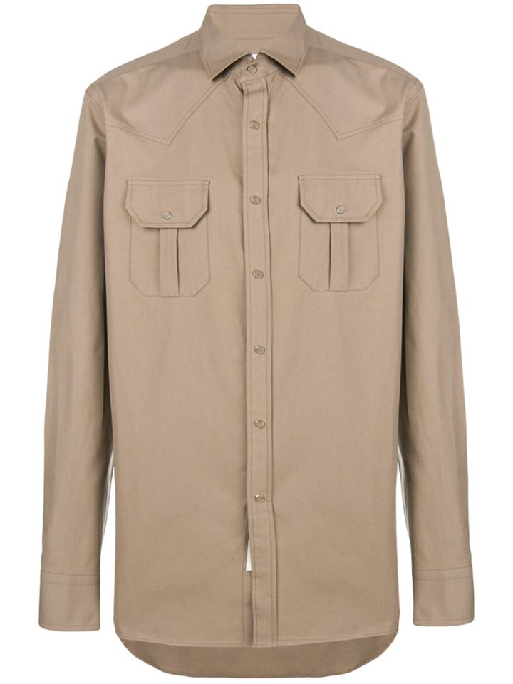 Bagutta Boxy Chest Pocket Shirt - Nude & Neutrals