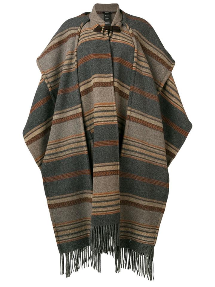 Etro Striped Oversized Cape Coat - Brown