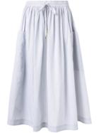 Megan Park Pinstripe Midi Skirt, Women's, Size: 14, Black, Cotton