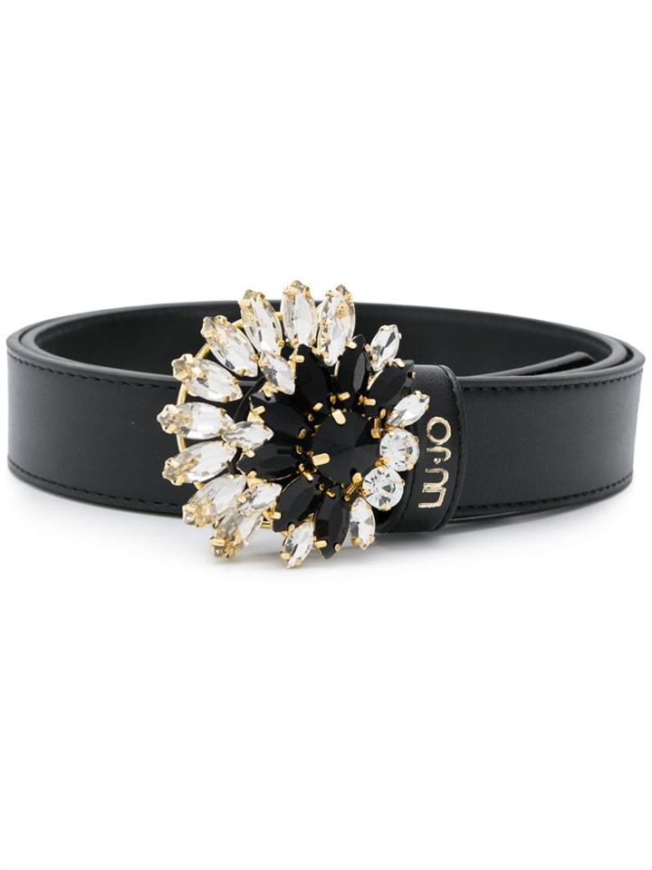 Liu Jo Crystal Embellished Buckle Belt - Black