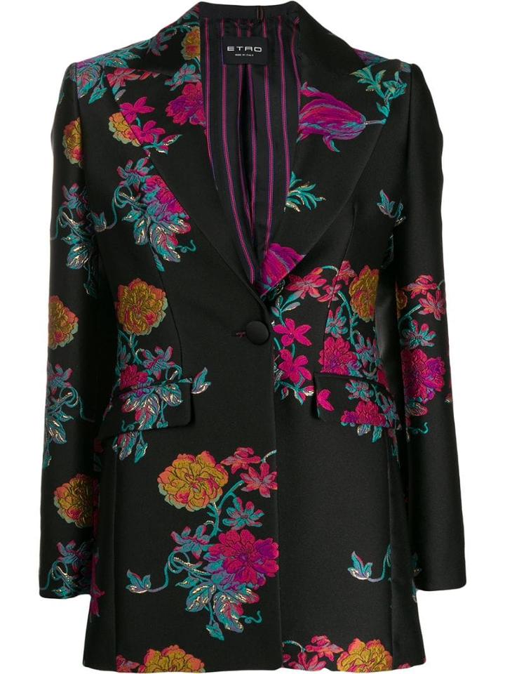 Etro Floral Embroidered Blazer - Black