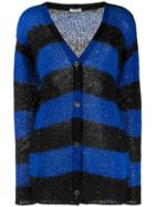 Miu Miu Sequins Embellishment Striped Cardigan - Blue