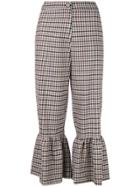 Erika Cavallini Checked Flared Trousers - Nude & Neutrals