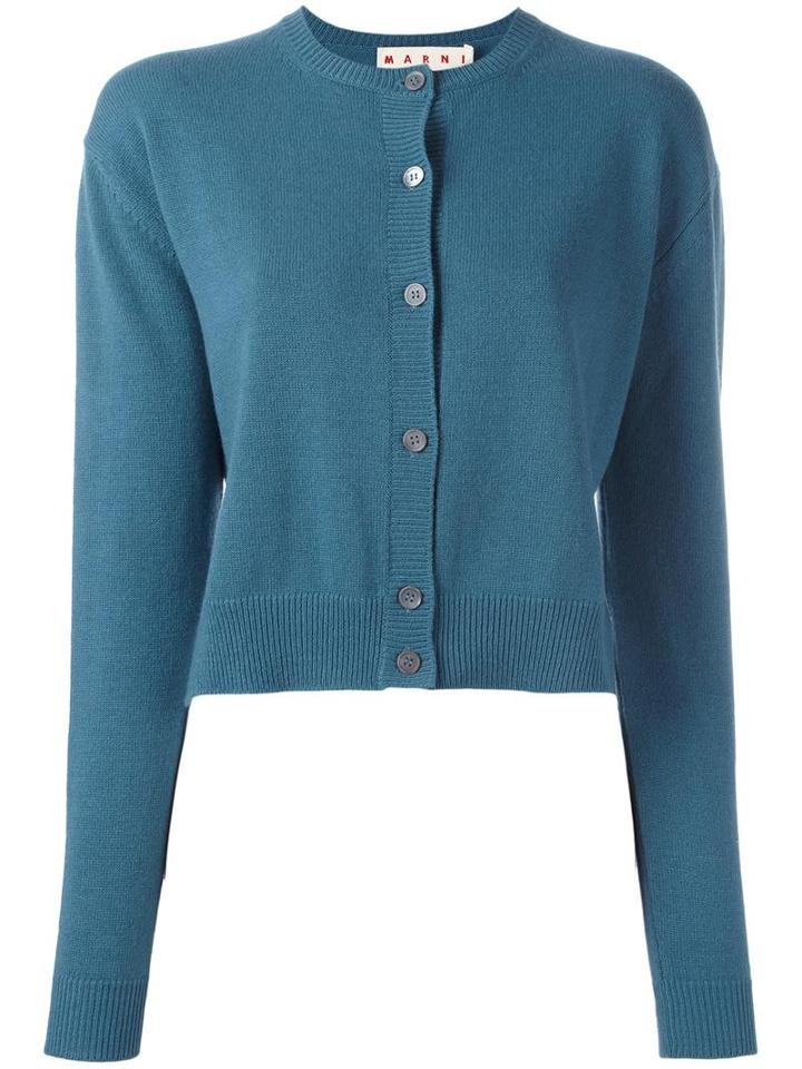 Marni Crew Neck Cardigan, Women's, Size: 38, Blue, Cashmere/wool
