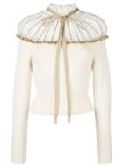 Philosophy Di Lorenzo Serafini Ruffled Panel Sweater, Women's, Size: 42, Nude/neutrals, Polyamide/virgin Wool