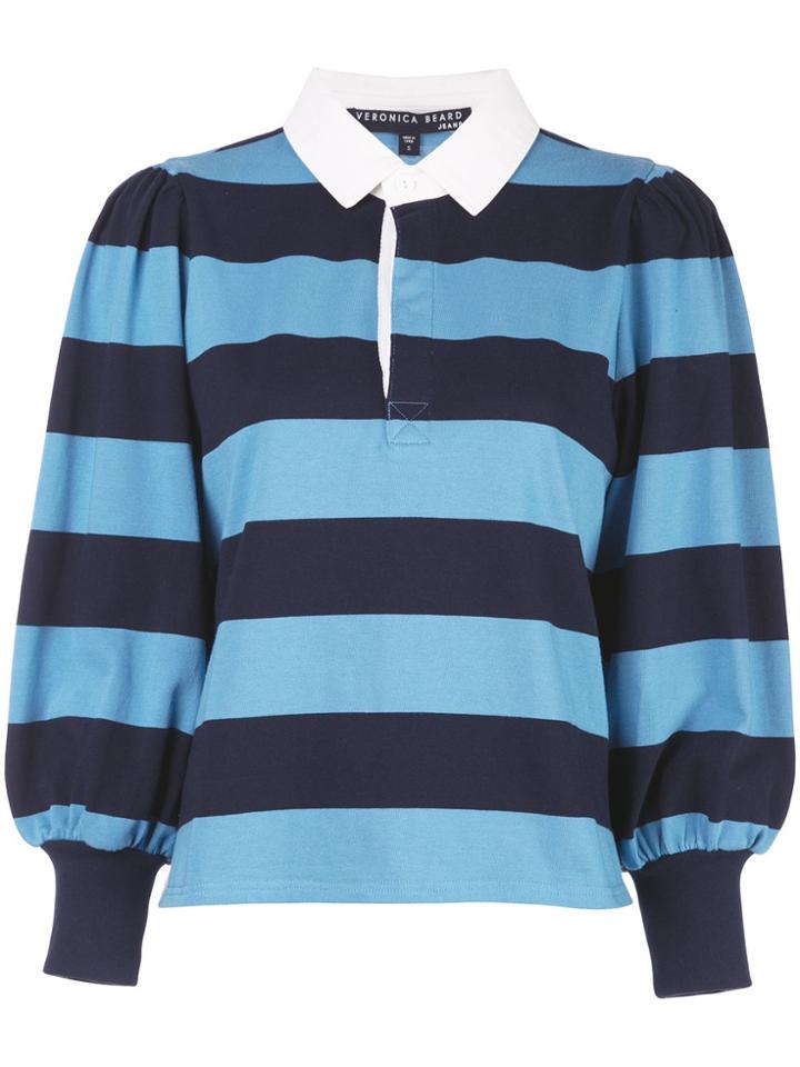 Veronica Beard Block Striped Polo Shirt - Blue