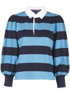Veronica Beard Block Striped Polo Shirt - Blue