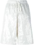 Ashish Sequin Embellished Basketball Shorts, Women's, Size: Small, White, Cotton