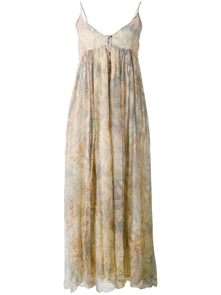 Mes Demoiselles - Paloma Palm Print Dress - Women - Cotton/viscose - 36, Nude/neutrals, Cotton/viscose